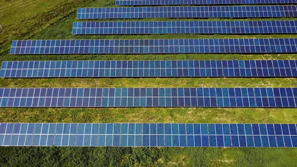 Solar Energy Panels In The Field. View on equipment on a solar energy power station