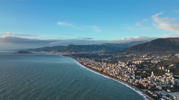 Colorful City Aerial View 4 K Alanya Turkey