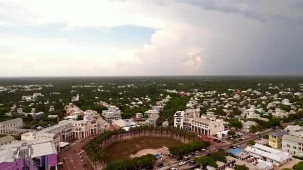 Aerial Pull Out Shot Seaside Fl Usa Santa Rosa Beach Scene