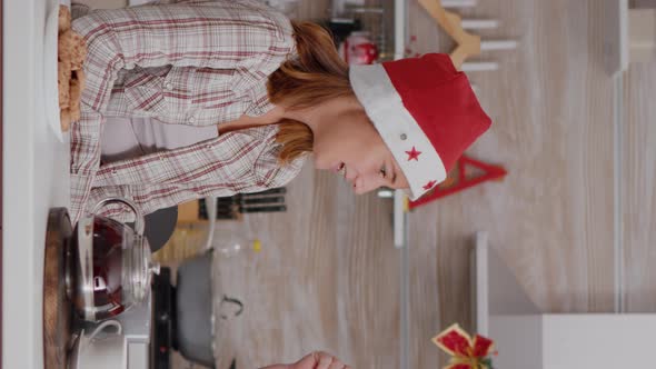 Vertical Video Grandmother Suprising Granddaughter with Wrapper Present Gift During Traditional