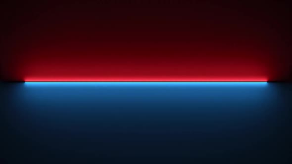 Abstract Blue and Red Illuminating Surface Grow Rotate and Split in Two