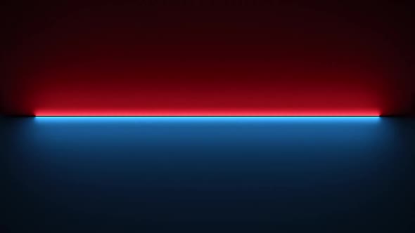 Abstract Blue and Red Illuminating Surface Grow Rotate and Split in Two alt