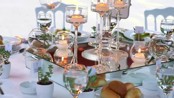 Luxury Glass Dinner Table With Candles