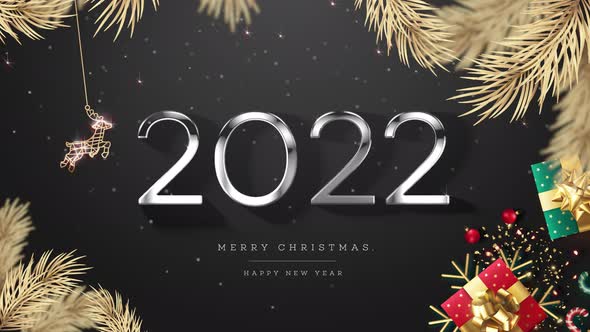 New Year Gift 2022 Black Background Loop