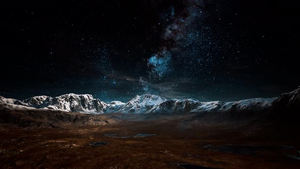 Himalaya Mountain with Star in Night Time