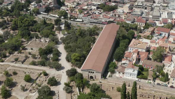Aerial View of Museum of the Ancient Agora in Athens, Greece at Daylight
