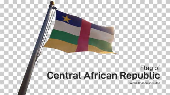 Central African Republic Flag on a Flagpole with Alpha-Channel