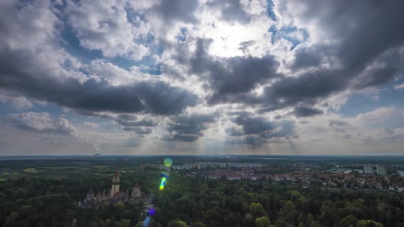 Timelapse of Leipzig and cloudy sky, Saxony, Germany
