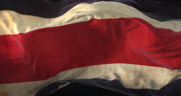 Old Costa Rica Flag Waving