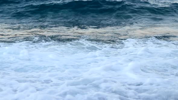 Sea Waves Break Water Explosion Closeup