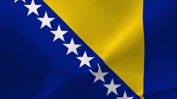 Bosnia and Herzegovina Waving Flag 4K Moving Wallpaper Background
