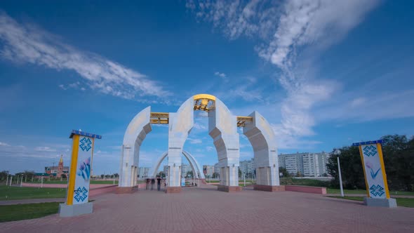 Park Named After the First President of the Republic of Kazakhstan in the City of Aktobe Timelapse