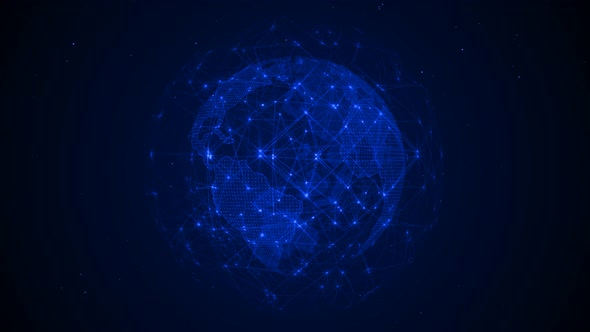 Blue Color Network Plexus Animated Earth