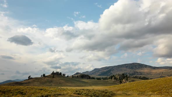 Time lapse of the clouds over the landscape of Yellowstone