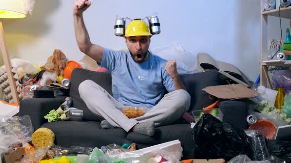 Funny Looking Man  Watching Football Match