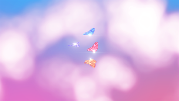Colorful Butterflies Flying In The Clouds