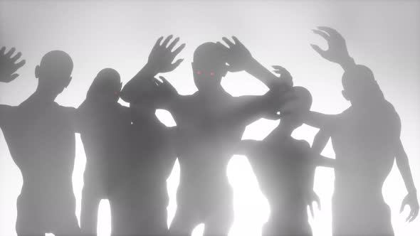 a crowd of zombies render 3D alt