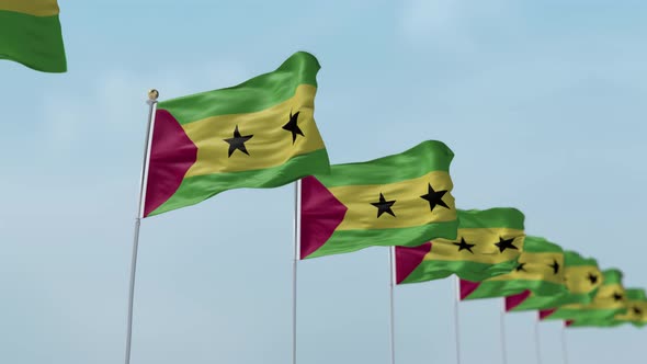 Sao Tome And Principe Row Of Flags 