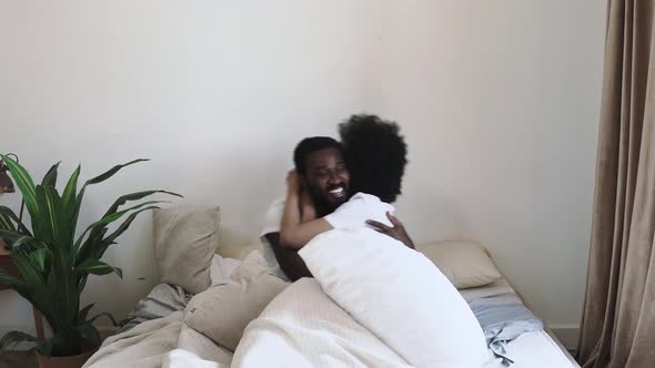 Couple pillow fight