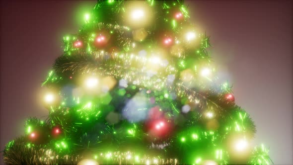 Joyful Studio Shot of a Christmas Tree with Colorful Lights