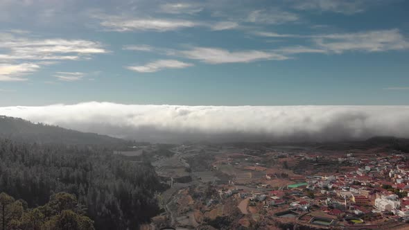 Aerial Shot. A Beautiful Circular Flight Over Volumetric Texture Thunderstorm Clouds Over a Red