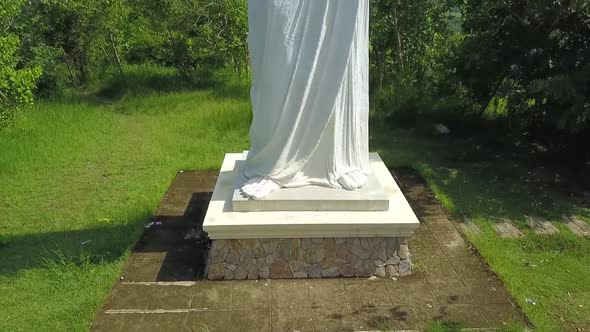 Drone Shot of Mount Zion Pilgrim Mountain with a Gigantic Scuplture of Jesus Christ behind a Scenic