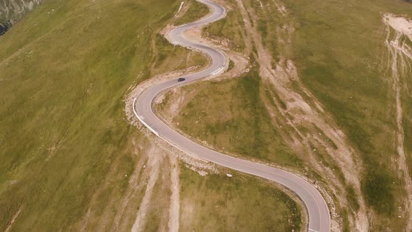 Transalpina, Kings Road in the Carpathian mountains, Transylvania Romania. Dramatic pullout reveal.