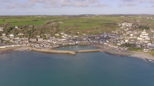 Mousehole Harbour a Picturesque Village in Cornwall UK from the Air