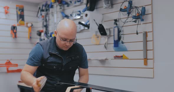 Workshop with Ski and Snowboard Repair Tools