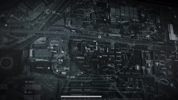 Surveillance system has detected the area of the target location in the city alt