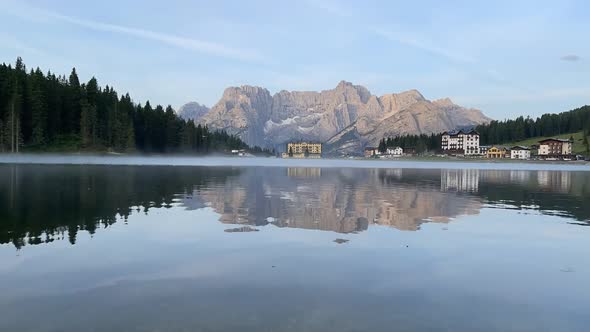 Misurina lake in Dolomites, Italy landscape in summer.