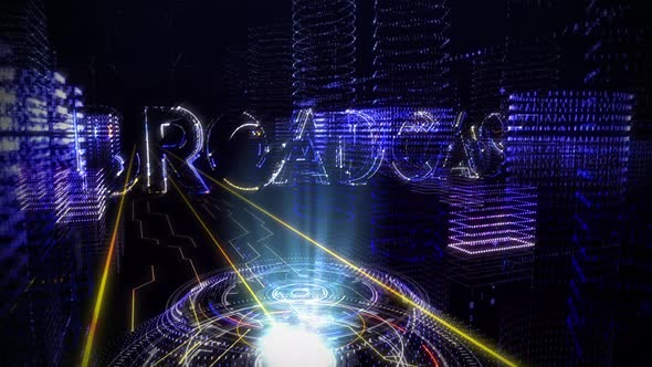 The 3D Projection of The Word Broadcast is Appearing in Computer Digital world.