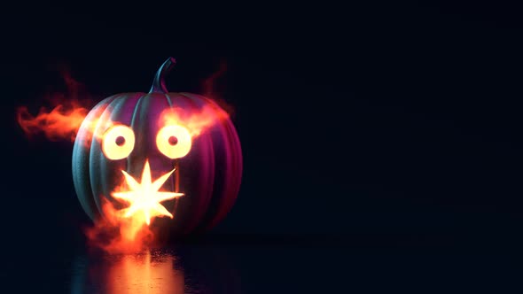 Halloween Pumpkin Jacko Head with Fire