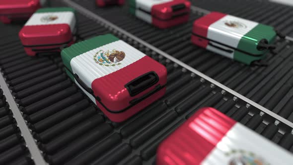 Suitcases with Flag of Mexico
