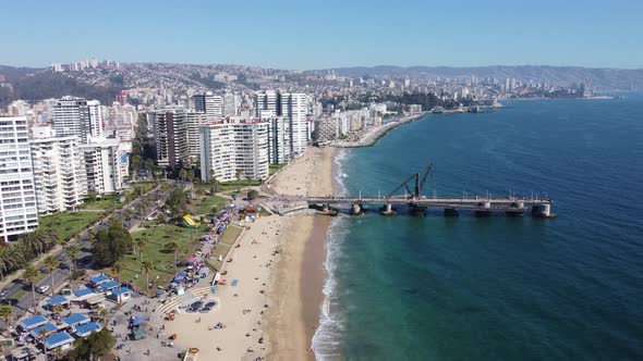 Viña del Mar, Chile. Tourist Beach in South America.