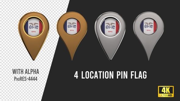 Iowa State Flag Location Pins Silver And Gold