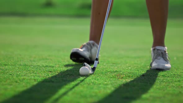 Golf Player Legs Stand at Golf Course Grass