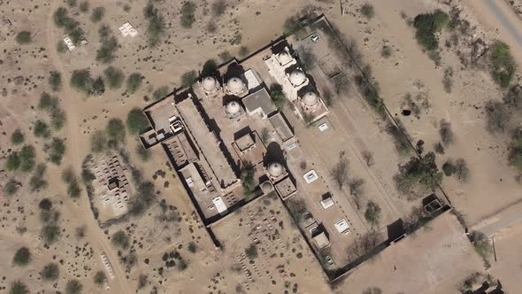 Aerial View to the Sandy Walls of the Pakistani Derawar large square fortress