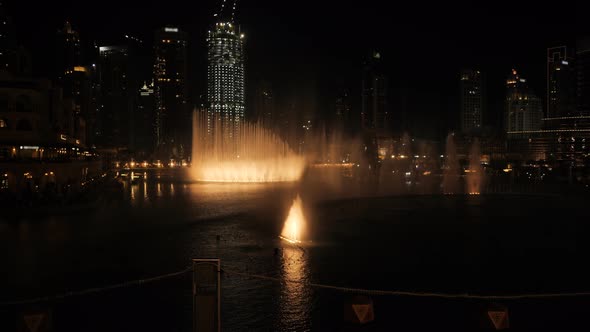 Dancing Fountain with Lighting in the City at Night.