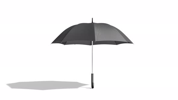 Blank black opened umbrella stand, looped rotation, 4k video