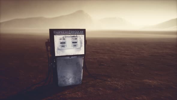 A Vintage Rusted Gas Pump Abandoned in the Desert