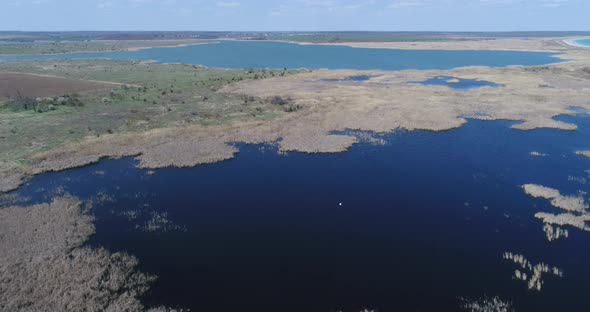 The Wild Bulgaria. 4K aerial wiev of Durankulak Lake. Situated in the northeastern Bulgaria.