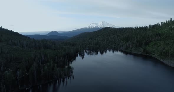 Drone overhead view of Castle Lake, Shasta-Trinity National Forest, California