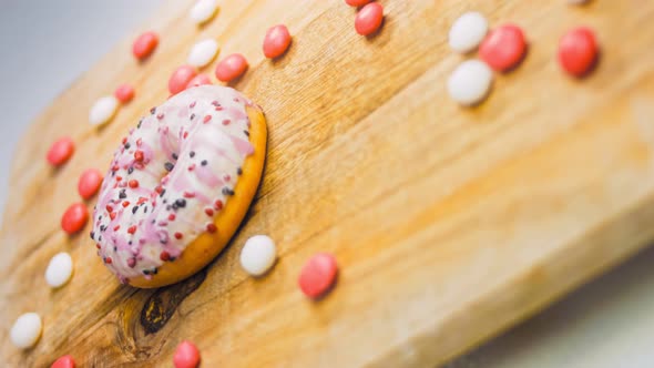 Pink Donuts Decorated with Sweets