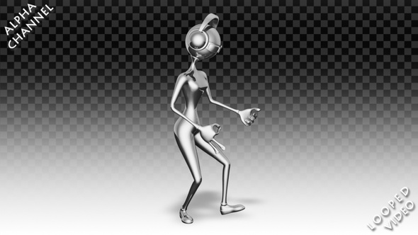 3D Silver Woman - Cartoon Rock Guitar Dance