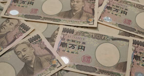 Stack of the Japanese banknote