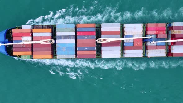 Aerial View of Cargo Container Ship in the Sea