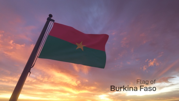 Burkina Faso Flag on a Flagpole V3