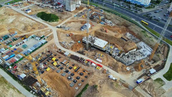 Aerial View Of The New Urban Development. New Houses Are Being Built. alt