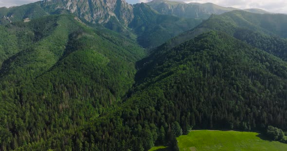 Aerial View of Beautiful Mountain Landscape in Summer Forest and Rocks